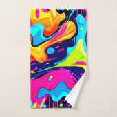 ネオンカオス液体カラー爆発 バスタオルセット (ハンドタオル)