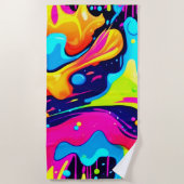 ネオンカオス液体カラー爆発 ビーチタオル (正面)