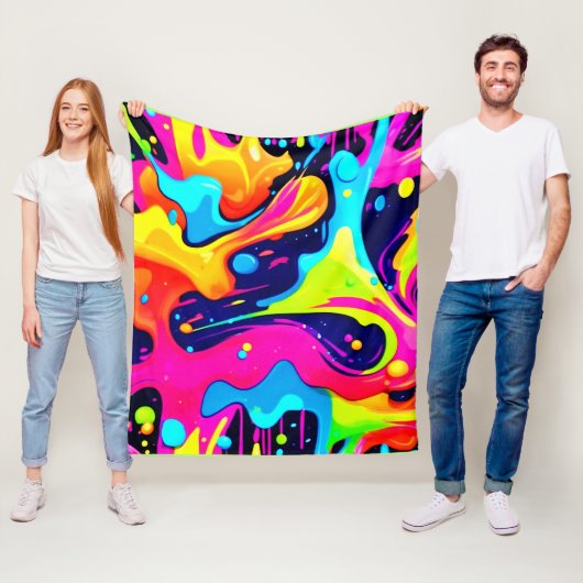 ネオンカオス液体カラー爆発 フリースブランケット (インサイチュ)