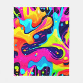 ネオンカオス液体カラー爆発 フリースブランケット (正面)