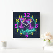 ネオンカクテルサイン角壁時計 スクエア壁時計 (ホーム)