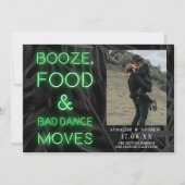 ネオンカジュアルグリーンパームの葉は日付写真を保存 セーブザデート (正面)