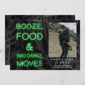 ネオンカジュアルグリーンパームの葉は日付写真を保存 セーブザデート (正面/裏面)