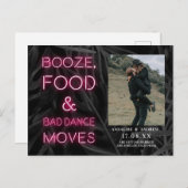 ネオンカジュアルピンクのヤシの葉は日付写真を保存 ポストカード (正面/裏面)