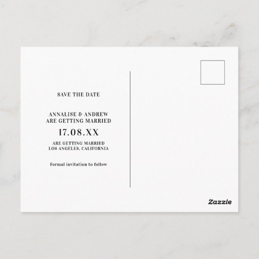 ネオンカジュアルピンクのヤシの葉は日付写真を保存 ポストカード (裏面)