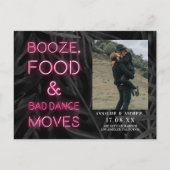 ネオンカジュアルピンクのヤシの葉は日付写真を保存 ポストカード (正面)