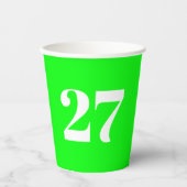 ネオンカスタムグリーンホワイトモノグラム誕生日 紙コップ (正面)