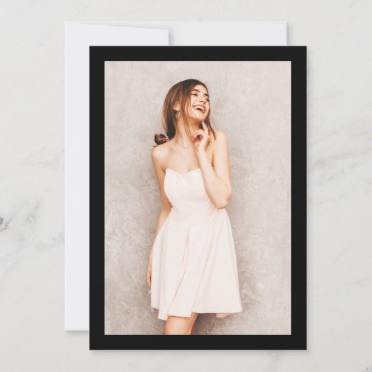 ネオンカッコいいピンクのレトロなブラックフォトサプライズSweet 16 招待状 (裏面)