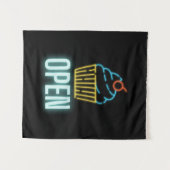 ネオンカップケーキオープンサイン タペストリー (正面(横))