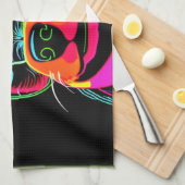 ネオンカニヌパピーアート キッチンタオル (四つ折り)