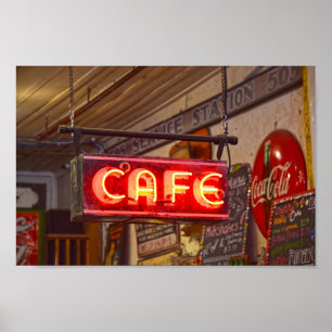 ネオンカフェサイン，ジェファーソン，テキサス州 ポスター