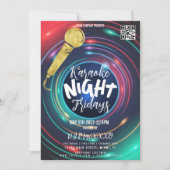 ネオンカラオケナイトイベントパーティーバークラブフライヤー 招待状 (正面)