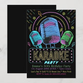 ネオンカラオケ誕生日パーティー 招待状 (正面/裏面)