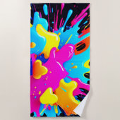 ネオンカラスプラッシュアート ビーチタオル (正面)