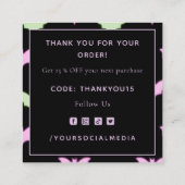 ネオンカラフルこうもりパターンハロウィンキュート スクエア名刺 (裏面)