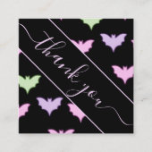 ネオンカラフルこうもりパターンハロウィンキュート スクエア名刺 (正面)