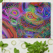 ネオンカラフルの明るい虹のパターン キッチンタオル (折り畳み)