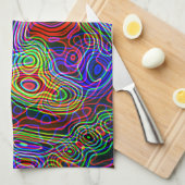 ネオンカラフルの明るい虹のパターン キッチンタオル (四つ折り)