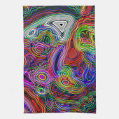 ネオンカラフルの明るい虹のパターン キッチンタオル (縦)