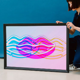 ネオンカラフルウォールライトリップ |デジタモダンルアート ポスター