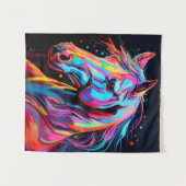 ネオンカラフルウマのタペストリー タペストリー (正面(横))