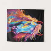 ネオンカラフルウマのタペストリー タペストリー (正面(横))