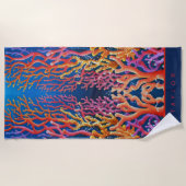 ネオンカラフルオレンジ海コーラルパーソナライズされた ビーチタオル (正面)