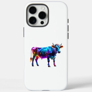 ネオンカラフルカウアート鮮やか白熱［赤熱］光を放つ – 牛 iPhone 16 PRO MAXケース