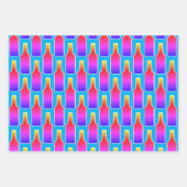 ネオンカラフルカラービールボトルシルエットプリント ラッピングペーパーシート (正面3)