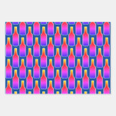 ネオンカラフルカラービールボトルシルエットプリント ラッピングペーパーシート (正面)
