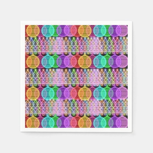 ネオンカラフルクリスマスライト スタンダードカクテルナプキン (正面)