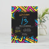 ネオンカラフルグラフィティ通りアートバースデーパーティー 招待状 (スタンド正面)