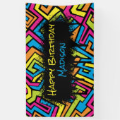 ネオンカラフルグラフィティ通りアートバースデーパーティー 横断幕 (縦)