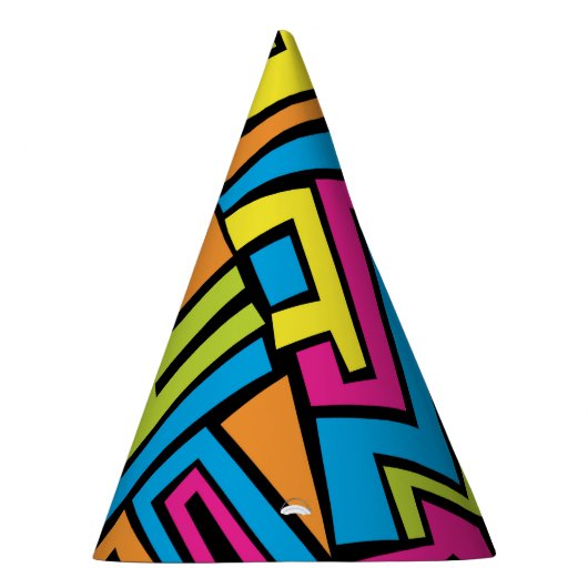 ネオンカラフルグラフィティ通りアートパターン パーティーハット (右)