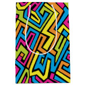 ネオンカラフルグラフィティ通りアートパターン ミディアムペーパーバッグ (正面)