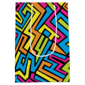 ネオンカラフルグラフィティ通りアートパターン ミディアムペーパーバッグ (裏面)