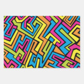 ネオンカラフルグラフィティ通りアートパターン ラッピングペーパーシート (正面)