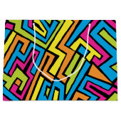 ネオンカラフルグラフィティ通りアートパターン ラージペーパーバッグ (正面)