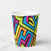 ネオンカラフルグラフィティ通りアートパターン 紙コップ (正面)