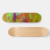 ネオンカラフルグリーン抽象芸術(ばちゃばちゃ)跳ねる絵を描 スケートボード (横)