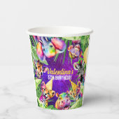 ネオンカラフルグローサファリジャングルパーティー動物 紙コップ (裏面)