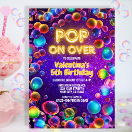 ネオンカラフルグローバブルアウトドア誕生日パーティー 招待状