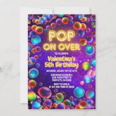 ネオンカラフルグローバブルアウトドア誕生日パーティー 招待状 (正面)