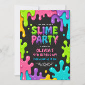 ネオンカラフルゴードリップとスライムバースデーパーティー 招待状 (正面)