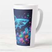 ネオンカラフルサメ カフェラテマグ (右アングル)