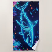 ネオンカラフルサメ ビーチタオル (正面)