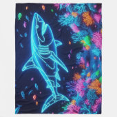 ネオンカラフルサメ フリースブランケット (正面)