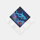 ネオンカラフルサメ 縁ありカクテルナプキン (角)