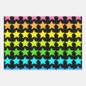ネオンカラフルスターオンブラック ラッピングペーパーシート (正面2)