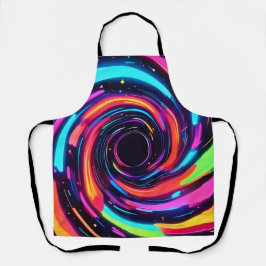 ネオンカラフルスパイラル抽象芸術アート エプロン